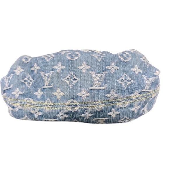 Louis Vuitton Monogram Denim Pleaty Bag Blue Vachetta Trim Handbag with receipt - Picture 11 of 17